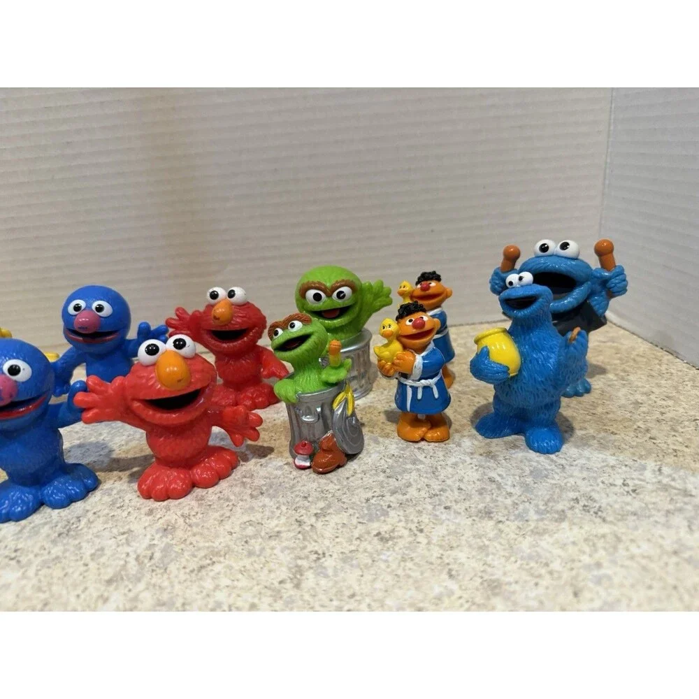 Vintage Sesame Street PVC Figure Lot 15pc Elmo Big Bird Bert Ernie Cookie Grover